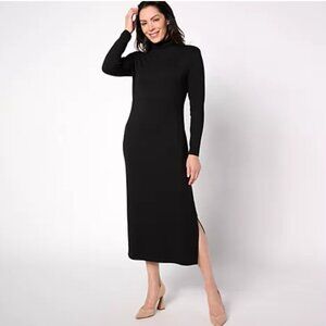 Women with Control Tall Finespun Jersey Tummy Control Mid -Black (Sz TALL Large)